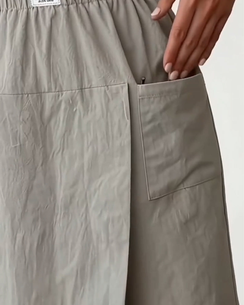 Casual Solid Color Pocket Design Shorts