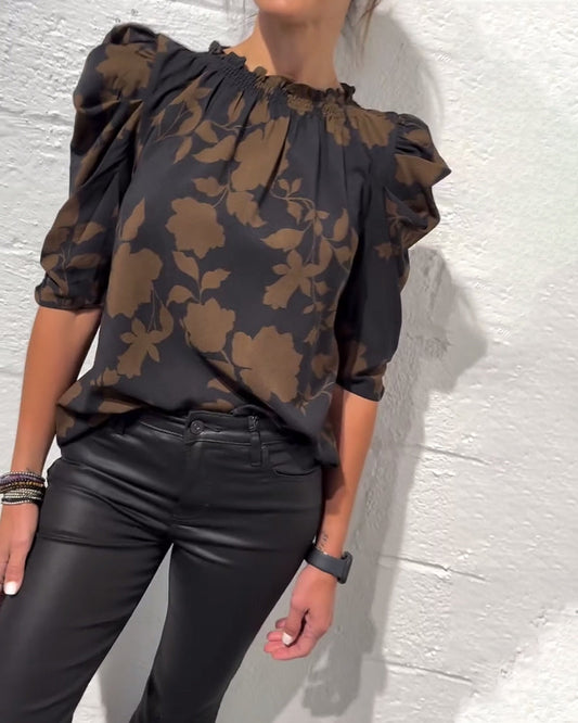 Puff Sleeve Ruffle Blouse 2024 f/w blouses & shirts spring summer