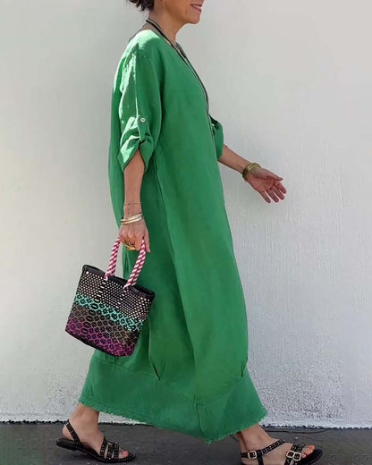 Crew Neck Loose Lantern Dress