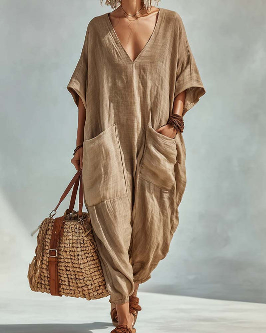 V-Neck Loose Drop Shoulder Jumpsuit jumpsuits & rompers spring summer