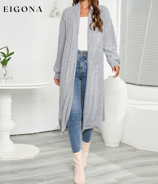 Open Front Long Sleeve Duster Cardigan Light Gray cardigan CATHSNNA clothes Ship From Overseas Shipping Delay 09/29/2023 - 10/03/2023