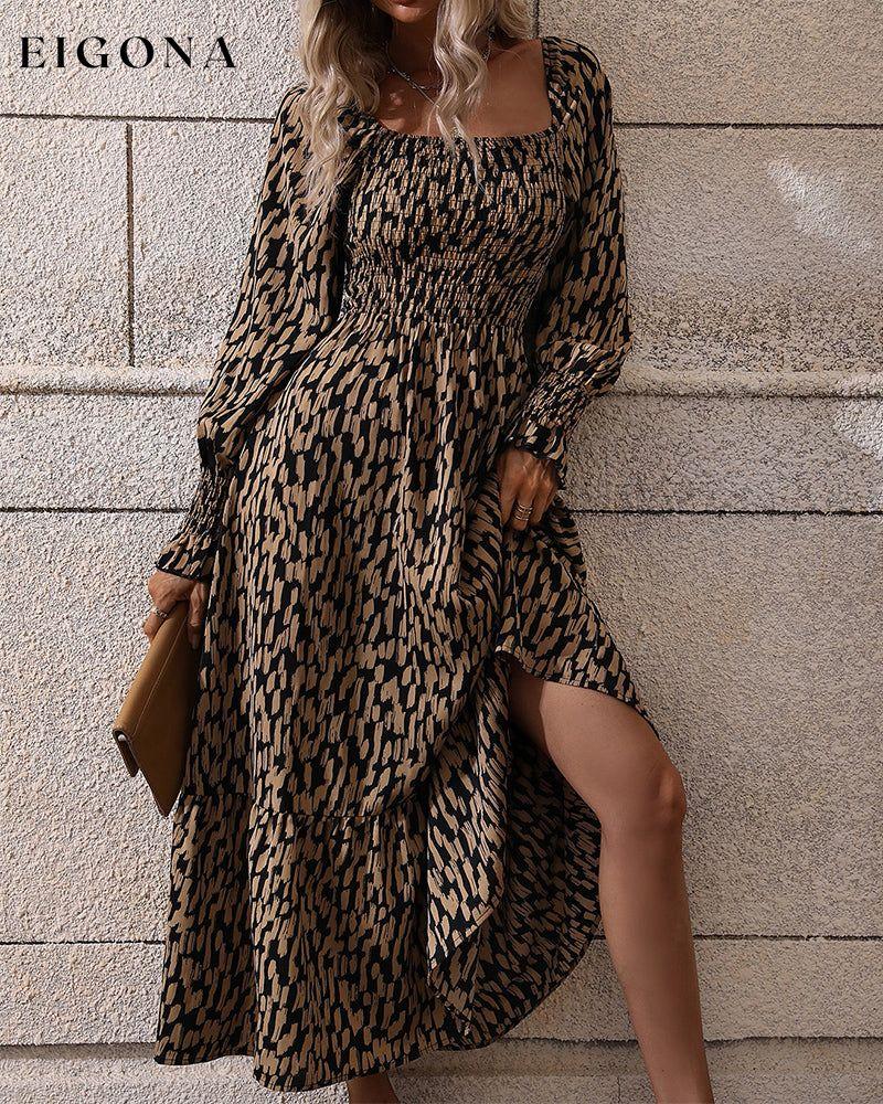 Square Neck Printed Maxi Dress 2023 f/w 23BF casual dresses Clothes Dresses spring