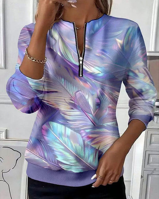 Zip Feather Color Block Sweatshirt 2024 f/w hoodies & sweatshirts spring