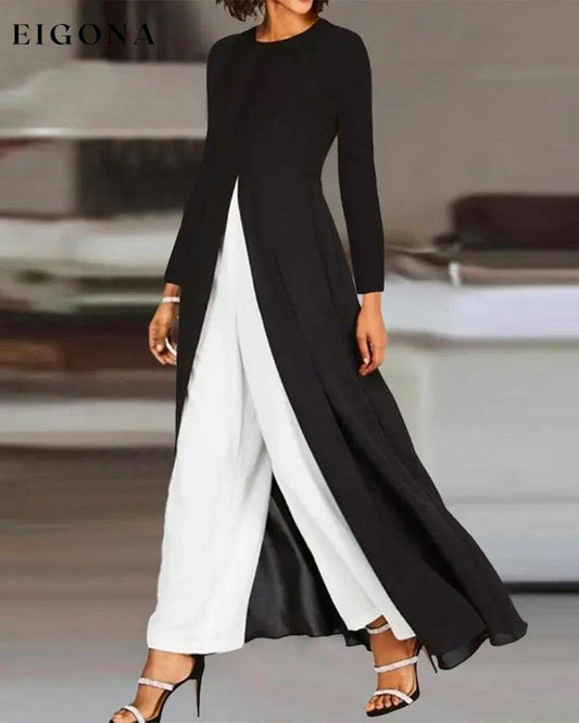 Solid color slit elegant long dress Black 2023 f/w 23BF casual dresses Clothes Dresses spring