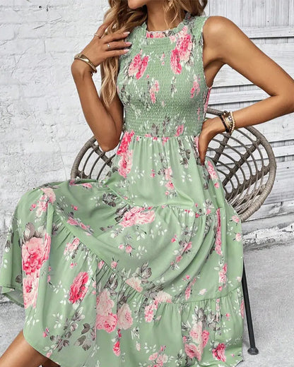 Floral Print Smocked Dress