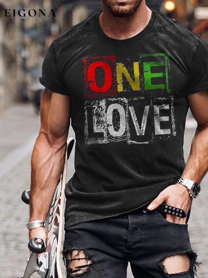 Men's ONE LOVE Distressed Print Men's Short Sleeve T-Shirt men