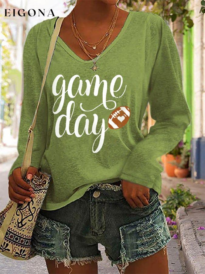 Women's Game Day Football Lover Casual Long-Sleeve T-Shirt ball print