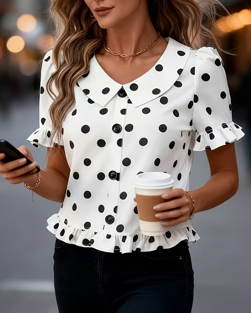 Polka Dot Peter Pan Collar Blouse