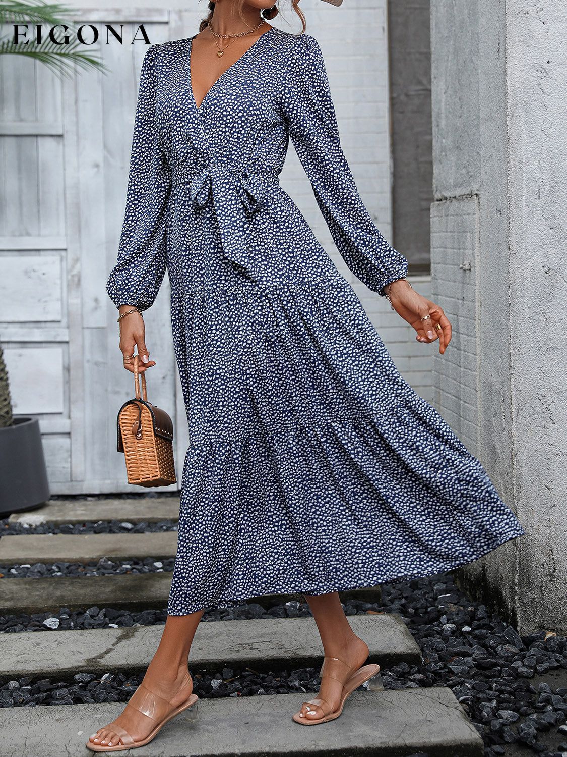 Surplice Neck Long Sleeve Midi Dress casual dress casual dresses clothes dress dresses long dresses long sleeve dress long sleeve dresses long sleve dresses maxi dress Ship From Overseas Shipping Delay 09/29/2023 - 10/03/2023 trend Z@Q