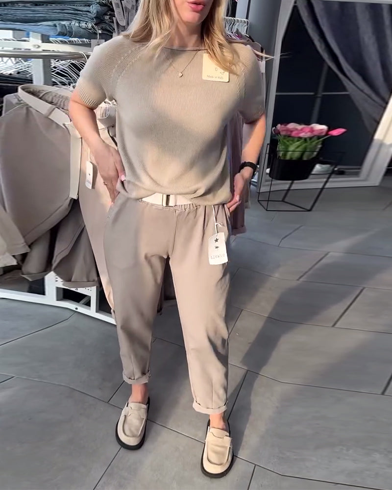 Pantaloni dritti casual tinta unita