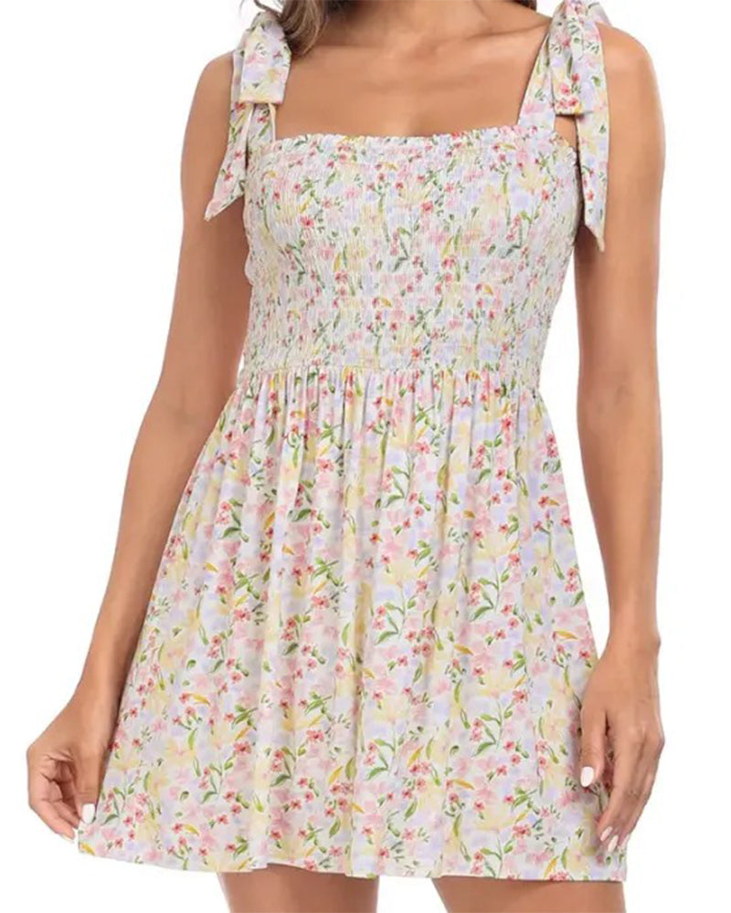 Women's Floral Mini Dress With Built-in Shorts