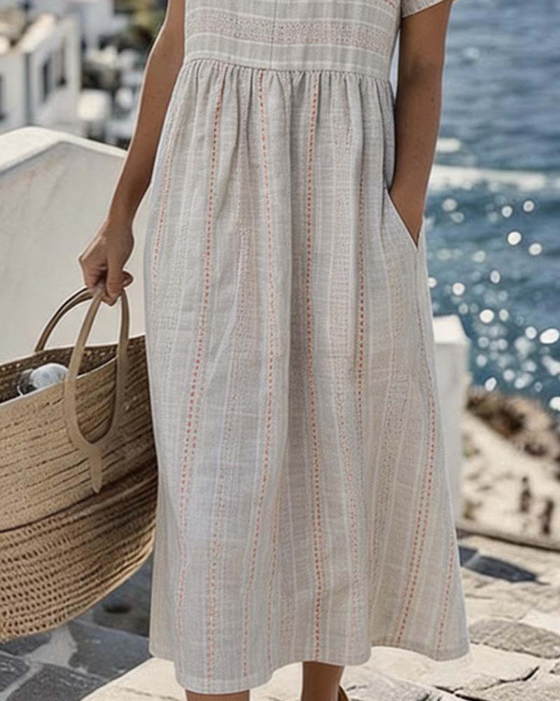 Striped Short Sleeve Dress