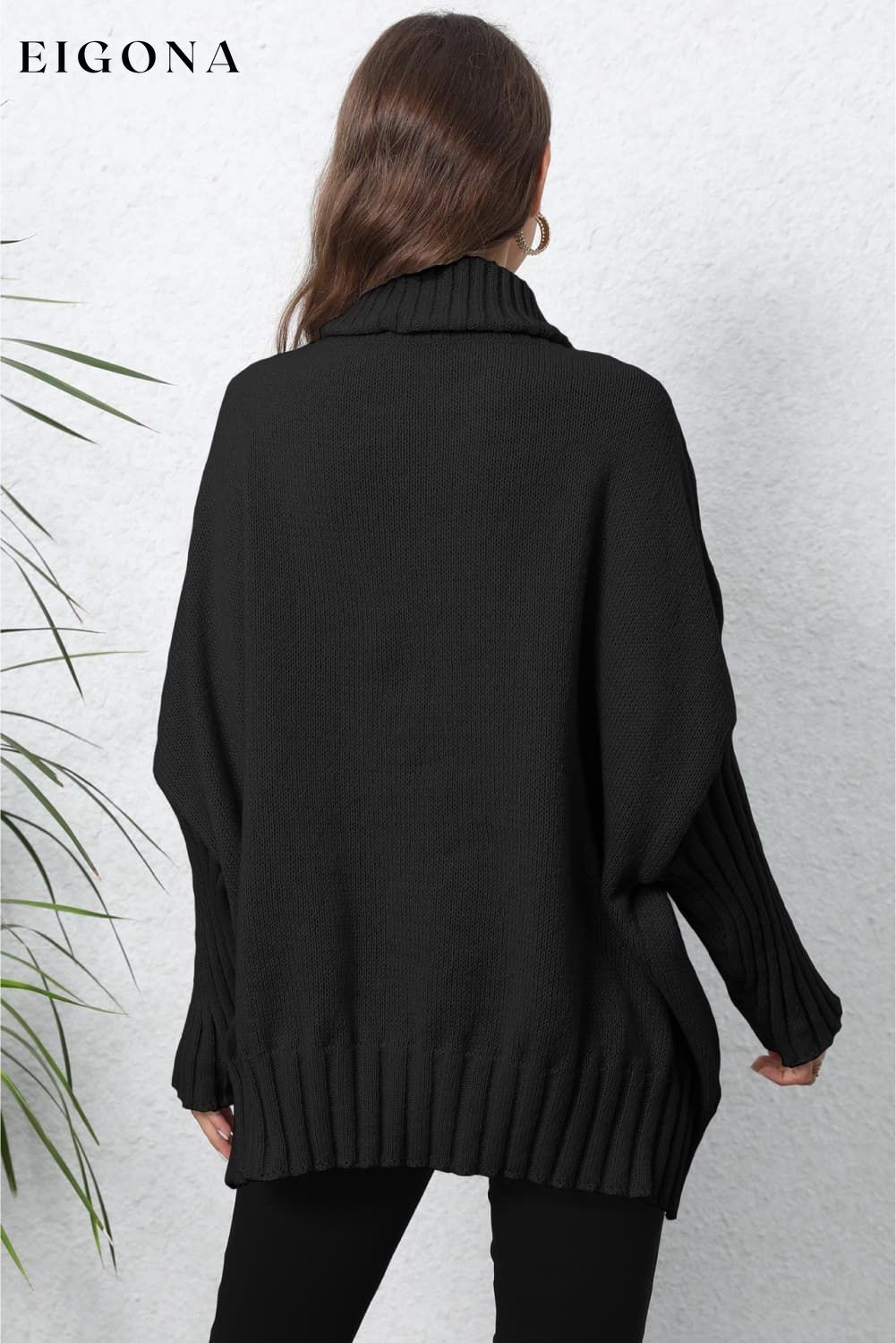 Turtle Neck Long Sleeve Ribbed Sweater clothes O & Y.M Ship From Overseas trend