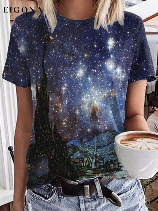 Women's Art Star Print Casual T-Shirt starry