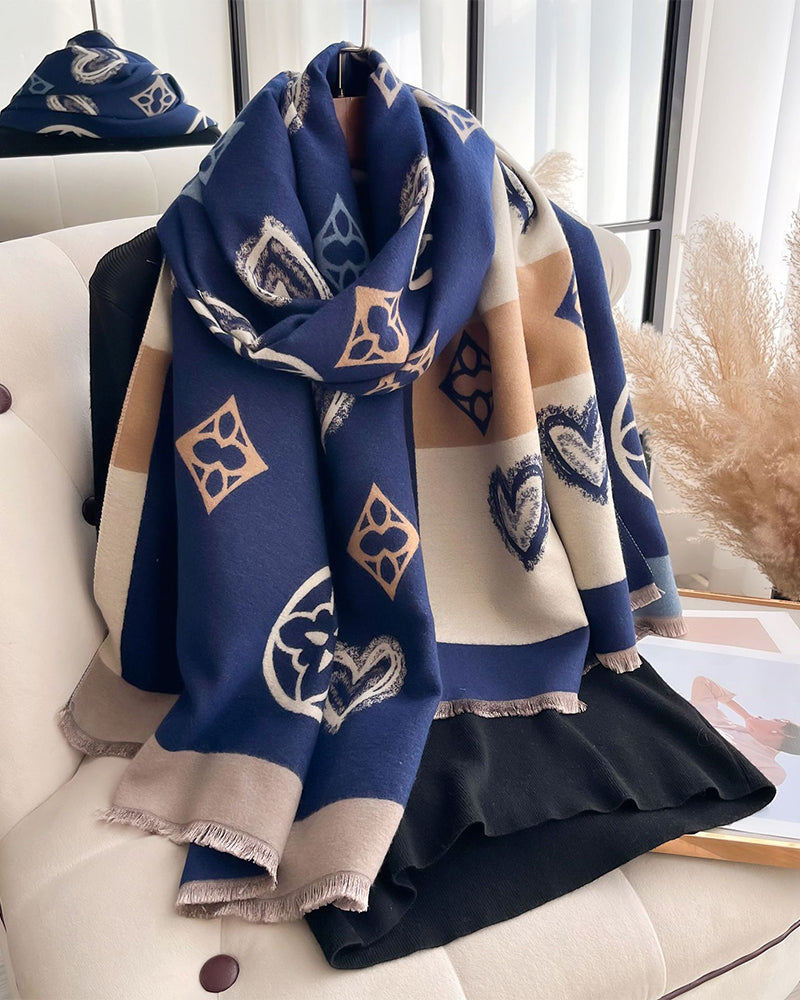 Heart Geometric Fashion Warm Scarf 2024 f/w accesories