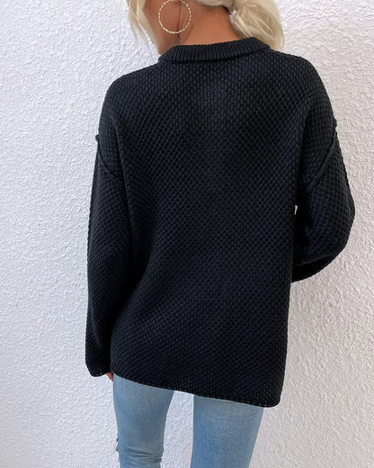 Simple solid color button casual sweater 2024 f/w pullovers