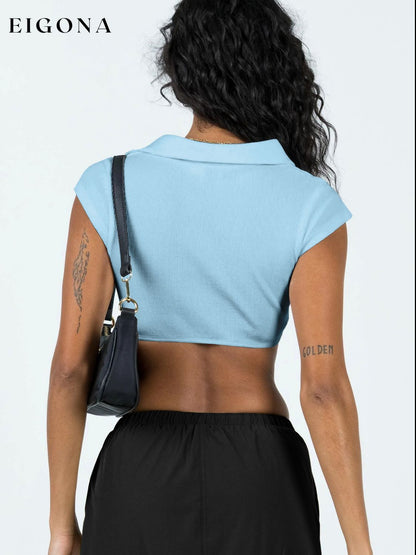 Collar Cropped Top clothes crop top croptop MDML Ship From Overseas Shipping Delay 09/29/2023 - 10/02/2023 shirt shirts trend trendy