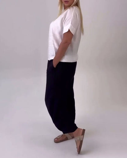 Casual Print Pocket Trousers Set