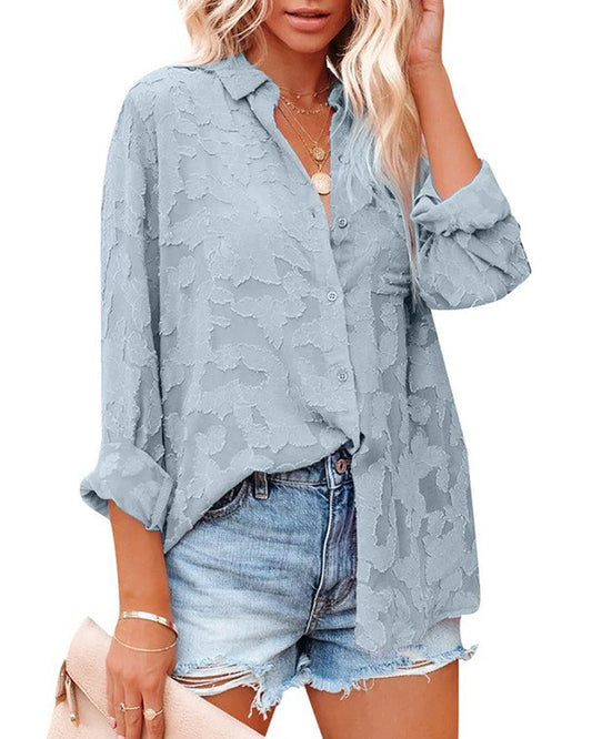 Chiffon Jacquard Sheer Blouse blouses & shirts spring summer