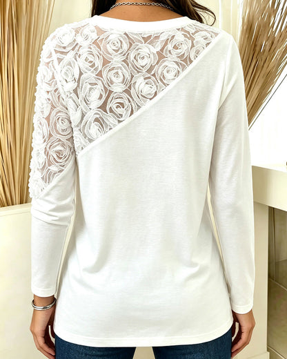 Crew Neck Floral Long Sleeve Top