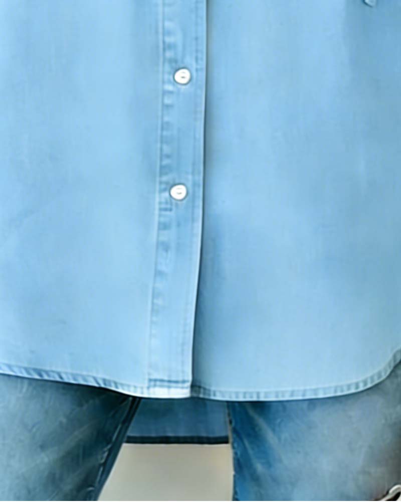 Women's Hooded Faux Denim Shirt