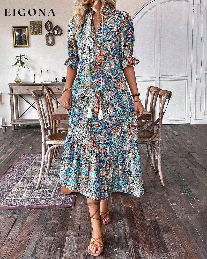 Elegant half-sleeve dress with paisley print casual dresses spring summer