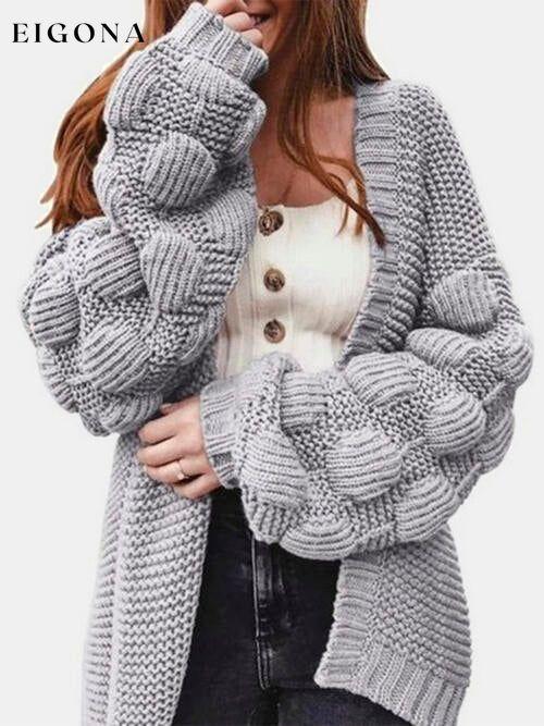 Open Front Oversized Fashion Long Sleeve Cardigan Sweater Cloudy Blue cardigan cardigans clothes S.X.H Ship From Overseas Sweater sweaters