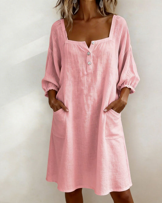 Square Neck Puff Sleeve Dress