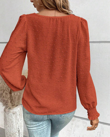 Simple Round Neck Solid Color Blouse 2024 f/w blouses & shirts