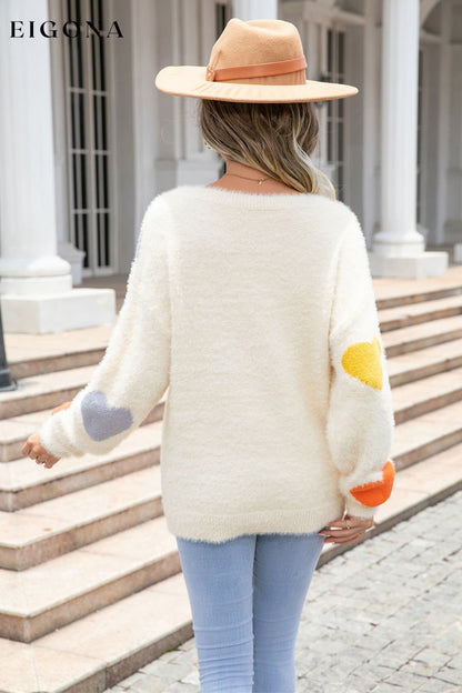 Heart Pattern Round Neck Long Sleeve Sweater clothes Ship From Overseas Sweater sweaters Sweatshirt trend Y.S.J.Y