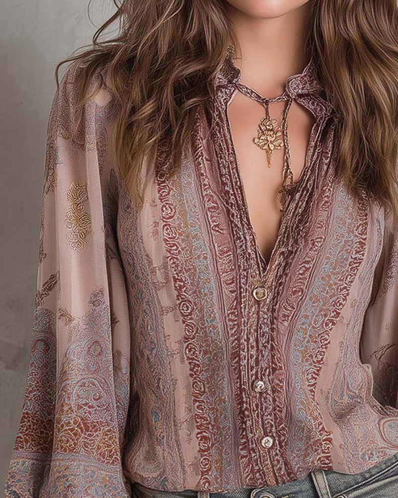 Fashion Puff Sleeve Retro Blouse