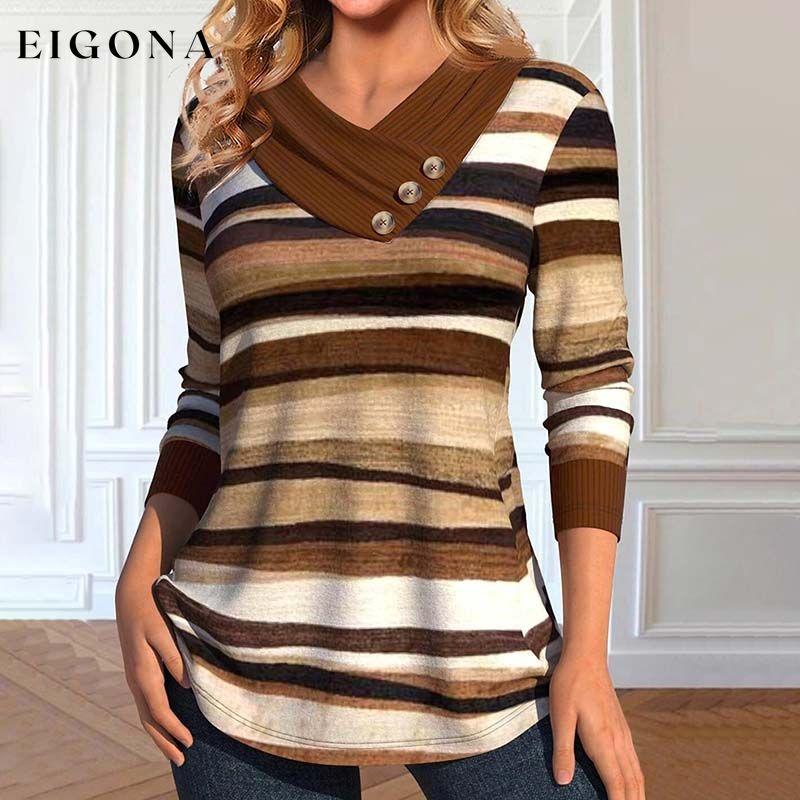 Vintage Striped Blouse Multicolor best Best Sellings clothes Plus Size Sale tops Topseller