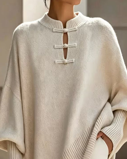 Mandarin Knot Button Loose Fit Cape Pullover 2024 a/h knit tops pullovers spring
