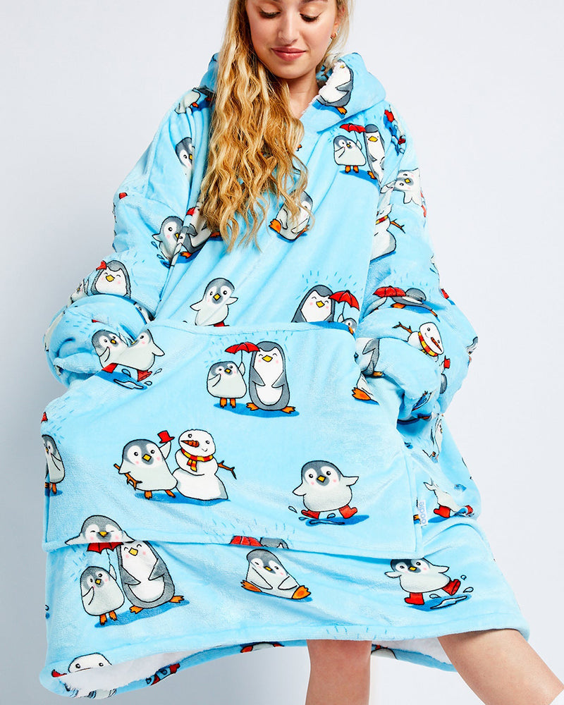 Penguin print blanket hoodie 2024 f/w blanket hoodie