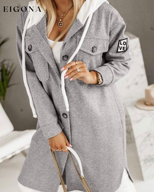 Gray Woolen Coat With Hood Grey 2023 f/w 23BF clothes jackets & coats spring Tops/Blouses