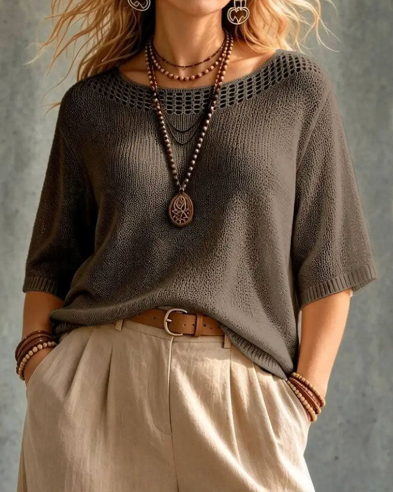 Round Neck Hollow Out Pullover 2024 f/w pullovers