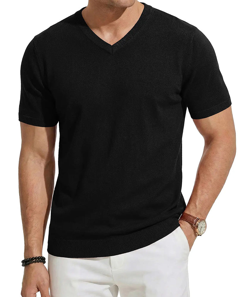 Mini V-Neck Casual Solid Pullover