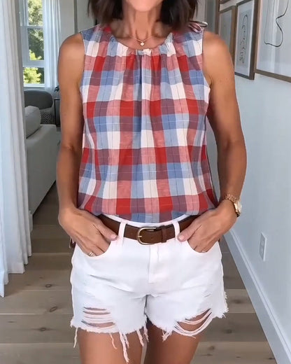 Plaid Sleeveless Tank Top
