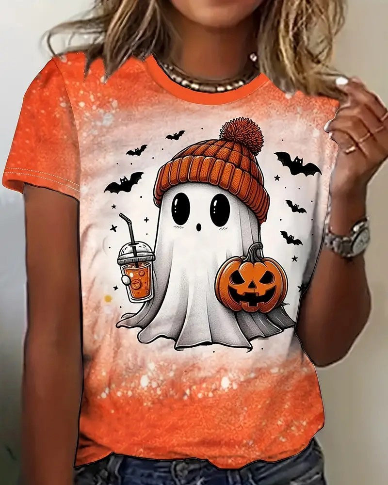 Cute ghost gradient T-shirt 2024 F/W Halloween Spring Summer T-SHIRTS