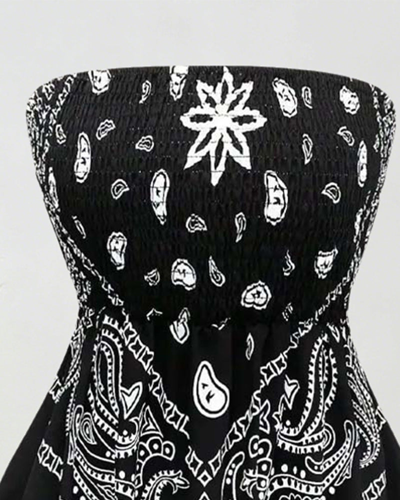 Paisley Bandeau Asymmetrical Blouse