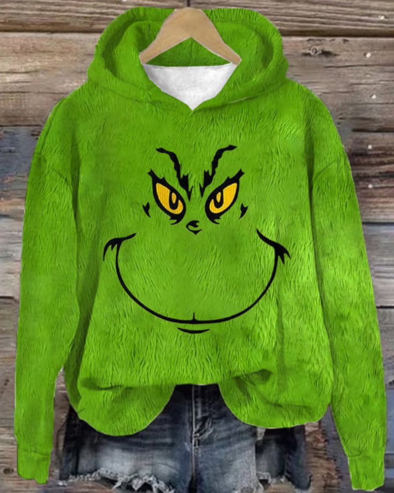 Women's casual fun christmas grinch printed hoodie 2024 f/w christmas Grinch hoodies