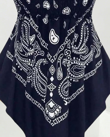 Paisley Bandeau Asymmetrical Blouse