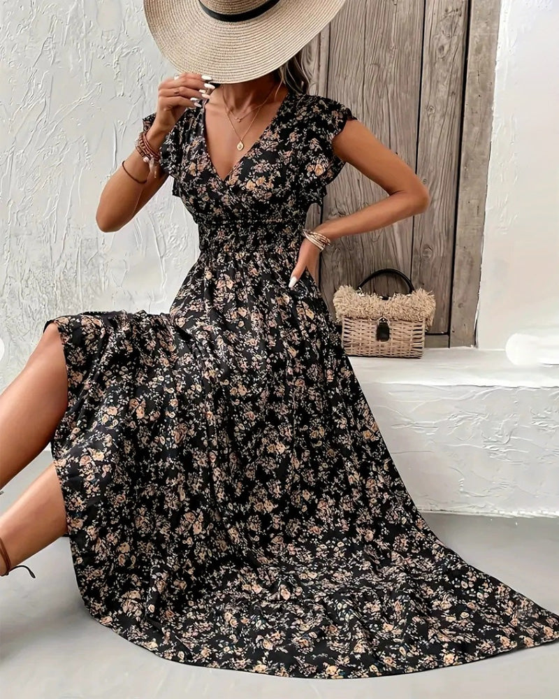 Floral Waist Tie Dress