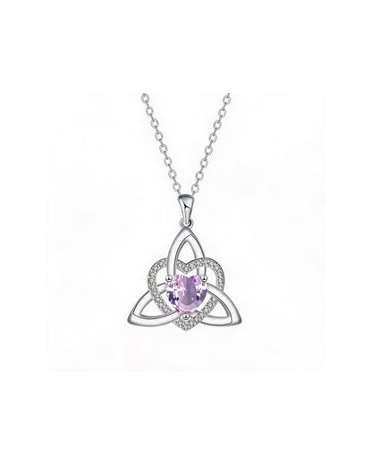 Birthstone Celtic Trinity Knot Heart Necklace✨ Heart Shape Celtic Trinity Knot Birthstone Pendant