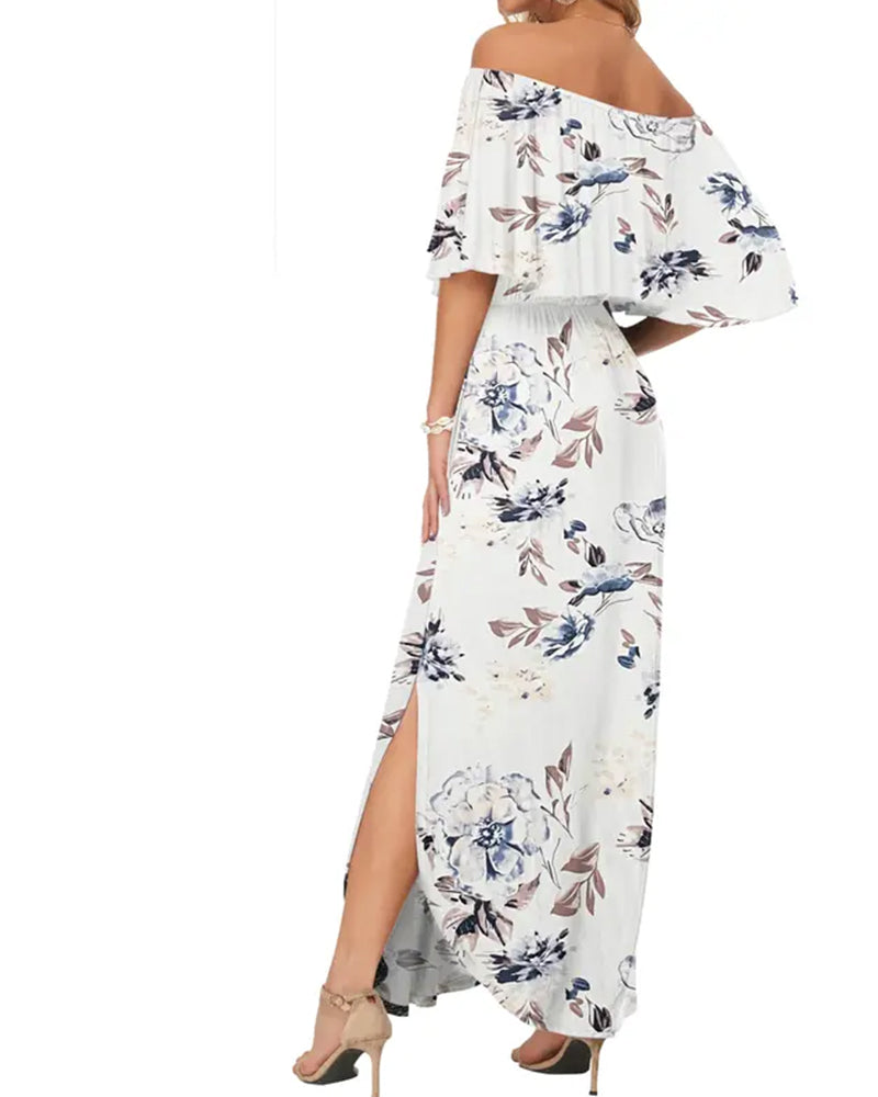 Elegant Ink Wash Floral Maxi Dress