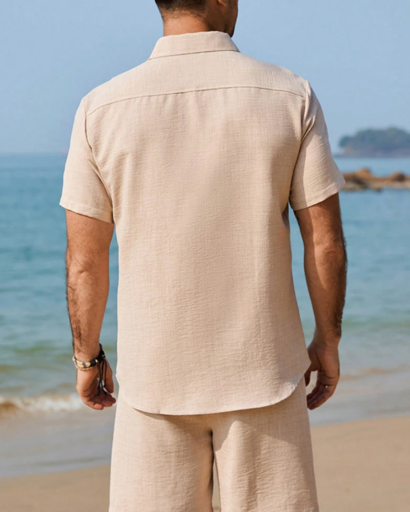 Men's Solid Color Two-Piece Set