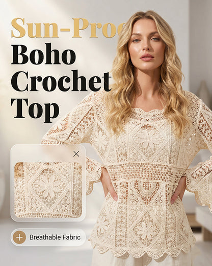 Women's Vintage Crochet Hollow Out Cover Up Top