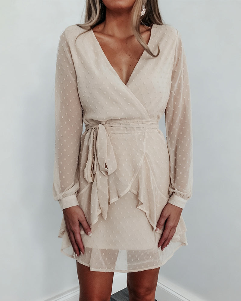 V-Neck Three-Dimensional Flower All-Match Dress