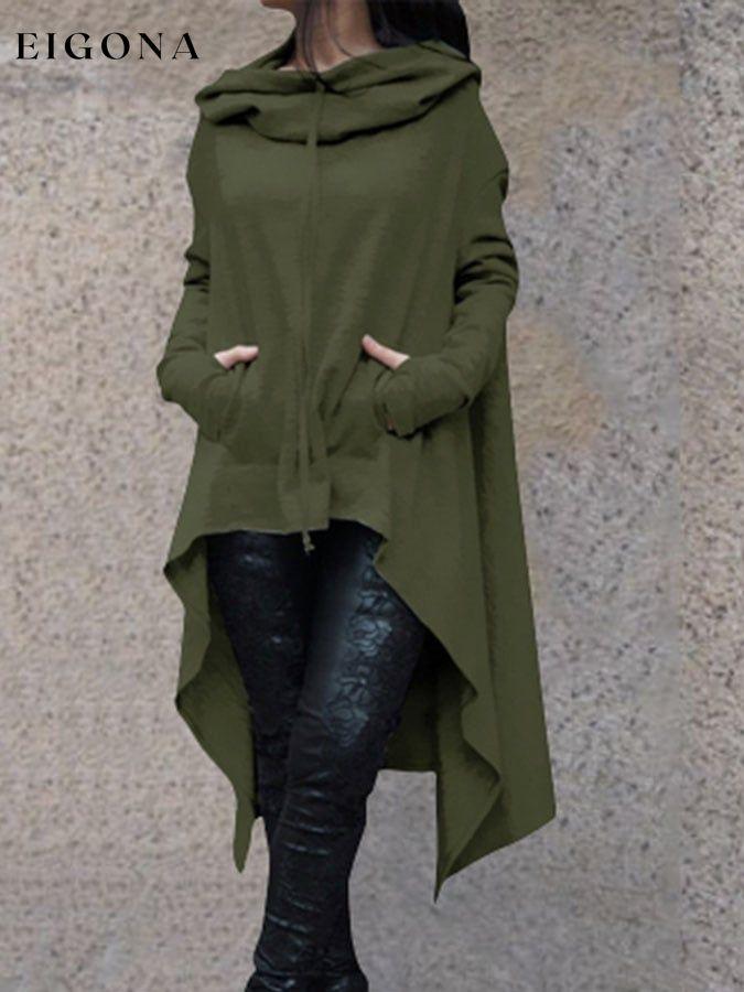 Solid Color Irregular Hoodie