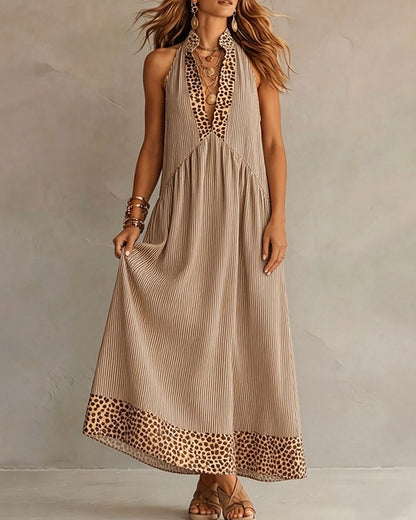 Sleeveless Leopard Print Maxi Dress